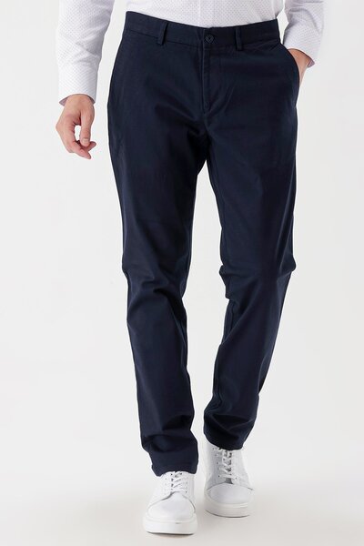 İmza Koyu Lacivert Pamuklu Yandan Cepli Casual Comfort Fit Chino Pantolon 1003235154