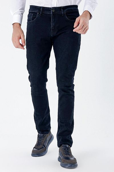 İmza Dark Navy 5 Pocket Slim Fit Denim Trousers - Gabardine Lycra, Casual Cut 1023235161