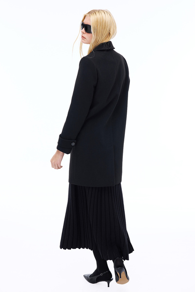 Perspective Mona Regular Fit Fake Sleeve Men's Collar Black Color Women's Coat