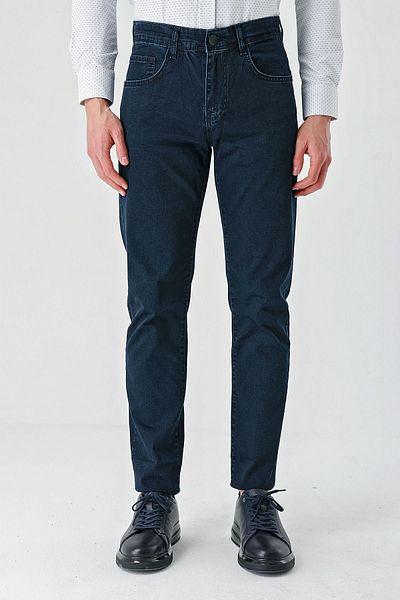 İmza Navy Blue Dobby Cotton 5 Pockets Slim Fit Slim Fit Casual Denim Trousers1023240157