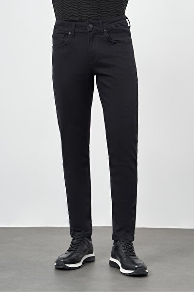 İmza Black Plain Cord Cotton 5 Pocket Slim Fit Casual Denim Trousers 1023245250