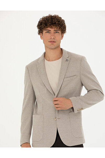 Pierre Cardin Bej Ekstra Slim Fit Spor Ceket 50272742-VR011