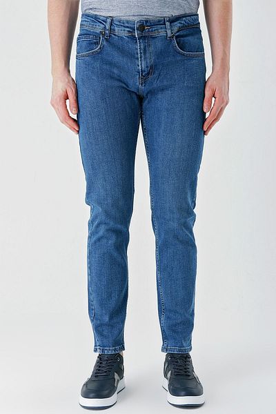 İmza Σκούρο μπλε Slim Fit 5 τσέπες Casual τζιν τζιν παντελόνι 1023240150