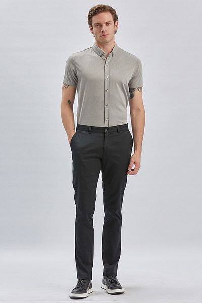 İmza Black Cotton Side Pocket Casual Slim Fit Chino Pants 1003240161