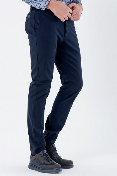 İmza Navy Blue Cotton Side Pocket Casual Slim Fit Chino Trousers 1003235117