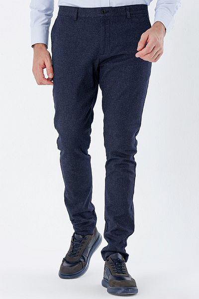 İmza Dark Navy Cotton Side Pocket Casual Slim Fit Chino Pants 1003235119