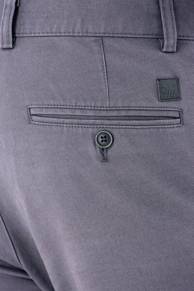İmza Koyu Antrasit Armürlü %100 Pamuk Yan Cepli Slim Fit Dar Kesim Casual Pantolon 1003235117