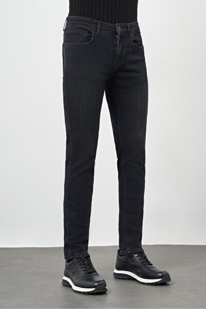 İmza Black Plain Gabardine Cotton 5 Pocket Slim Fit Casual Denim Trousers 1023245155