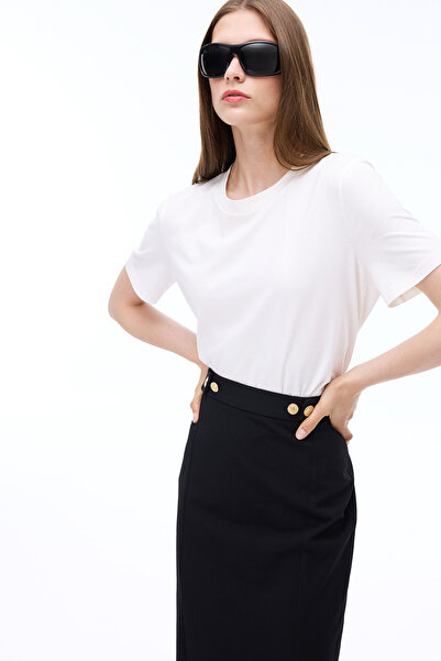 Perspective Sunrise Regular Fit Short Sleeve Crew Neck Ecru Color Women's T-Shirt