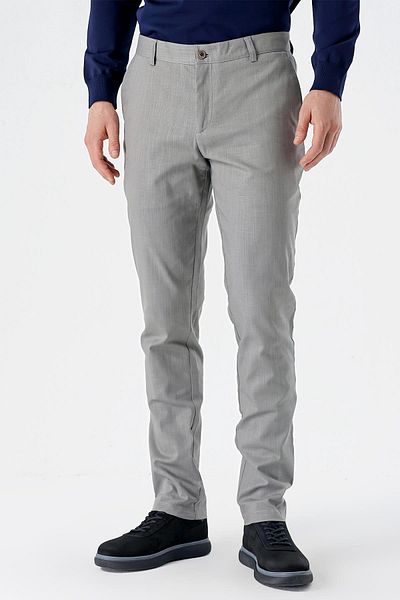 İmza Γκρι βαμβακερό παντελόνι Chino Casual Slim Fit με τσέπες στο πλάι 1003240151