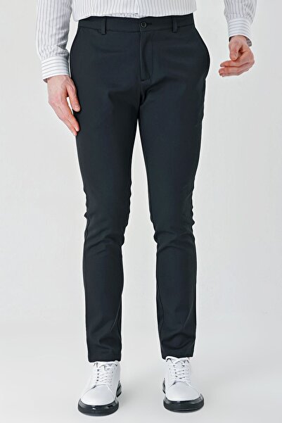 İmza Siyah Pamuklu Yandan Cepli Casual Slim Fit Chino Pantolon 1003240156