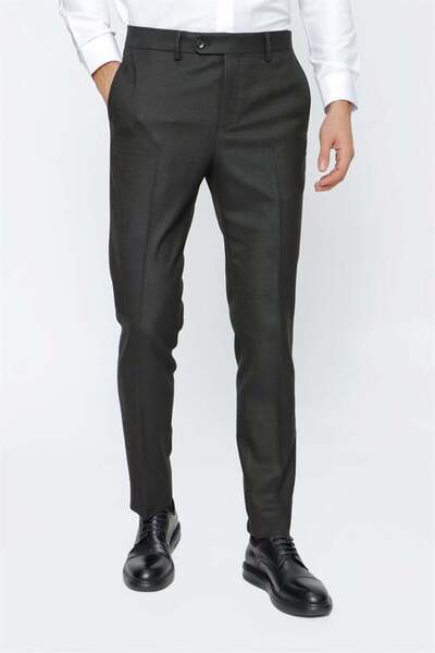 İmza Koyu Haki Slim Fit Dar Kesim Klasik Pantolon 1003225167