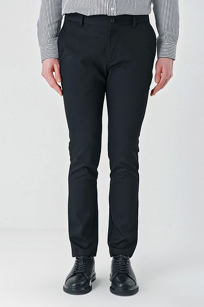 İmza Black Gabardine Cotton Side Pocket Comfort Fit Relaxed Cut Casual Trousers1003240113