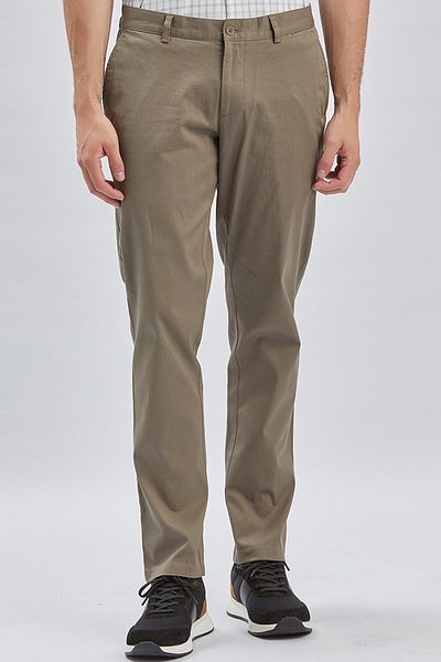 İmza Χακί βαμβακερές τσέπες στο πλάι Casual Comfort Fit Chino παντελόνι 1003240160