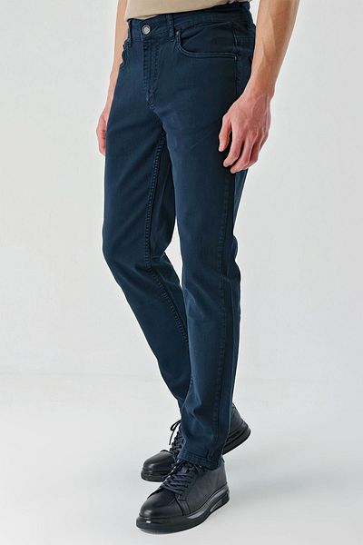 İmza Dark Navy Cotton 5 Pocket Casual Slim Fit 5 Pocket Pants 1003240318