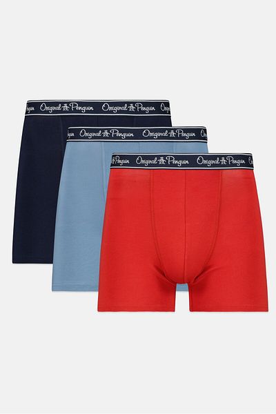 Original Penguin بوكسر رجالي مكون من 3 قطع، أحمر