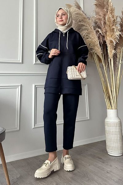 InStyle Shepherd's Stitched Navy Blue Scuba Set