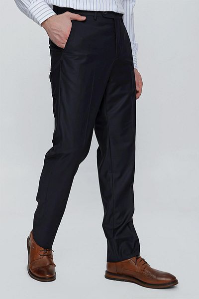 İmza Navy Blue Gabardine Side Pocket Comfort Fit Relaxed Cut Basic Trousers1003240005