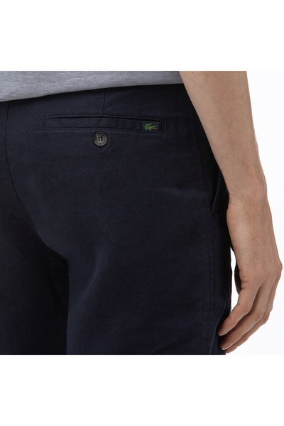 Lacoste Erkek Slim Fit Keten Lacivert Bermuda