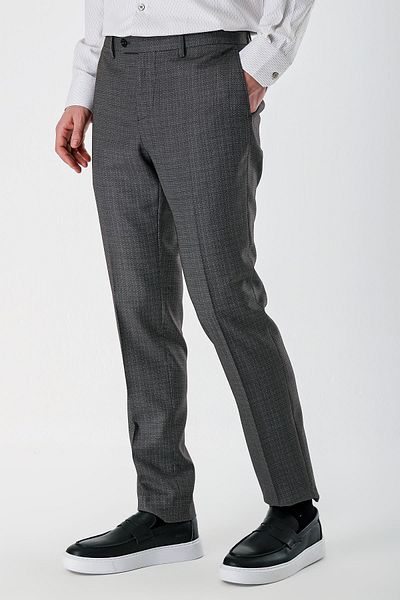İmza Σκούρο καφέ ελαστικό πλαϊνό παντελόνι Slim Fit Classic 1003240153