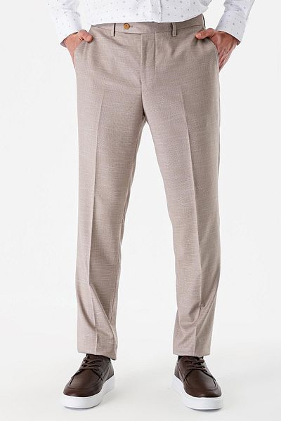 İmza Κλασικό παντελόνι Comfort Fit Relaxed Fit με μπεζ μοτίβο Lycra πλαϊνές τσέπες 1003240154