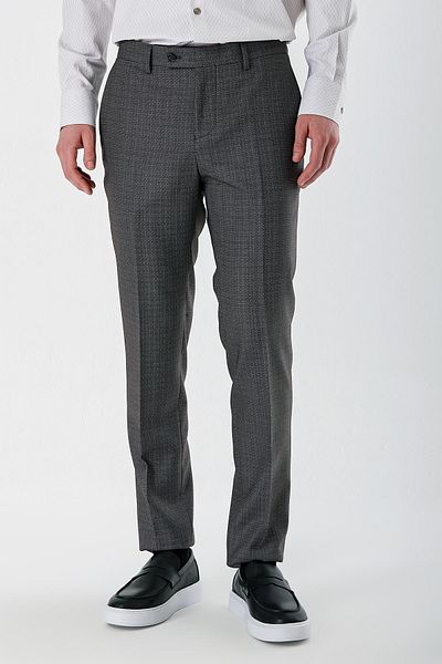 İmza Σκούρο καφέ ελαστικό πλαϊνό παντελόνι Slim Fit Classic 1003240153