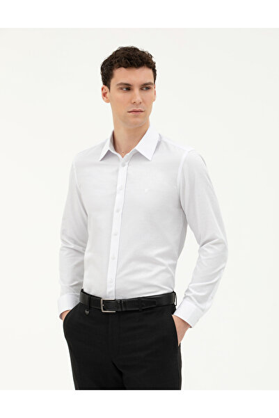 Pierre Cardin قميص أبيض بأكمام طويلة وقصة ضيقة 50283484-VR013
