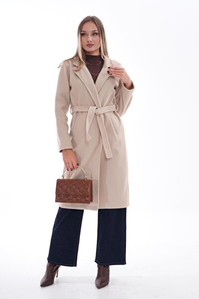 ŞİMAL Women's Belted Unlined Cashmere Coat 245322   -
