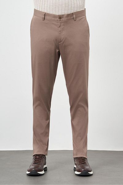 İmza Μπεζ βαμβακερή πλαϊνή τσέπη Casual Comfort Fit Chino παντελόνι 1003245164