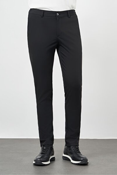 İmza Black Plain Cloth Leg Stretchy Side Pocket Slim Fit Casual Trousers 1003245159