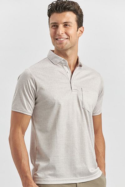 İmza Μπεζ μπλουζάκι Supreme Polo με λαιμόκοψη - Κοντό μανίκι, Classic Comfort Fit 1011240191