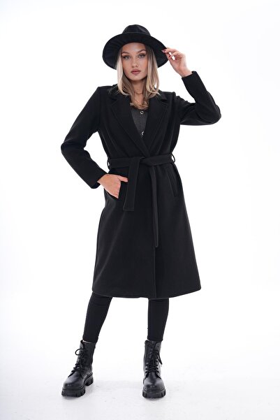 ŞİMAL Kadın Kuşaklı Astarlı Kaşe Kaban 245335 -