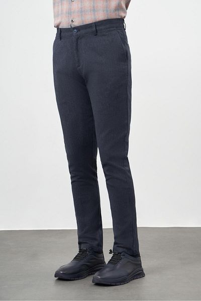 İmza Dark Navy Cotton Side Pocket Casual Slim Fit Chino Pants 1003245162