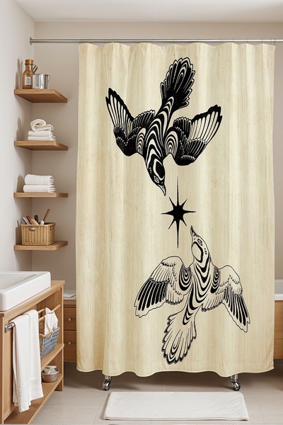 EVPANYA Занавіска для ванної кімнати, етнічна чорно-біла занавіска для душу з...