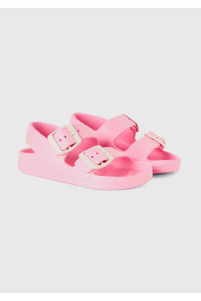 United Colors of Benetton Boy's Pink Logo Detailed Double Strap Adjustable Belt Sandals