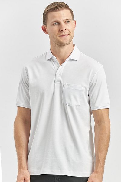 İmza Λευκό μπλουζάκι Suprem Polo Neck Classic Comfort Fit - Κοντό μανίκι, μασίφ 1011240192