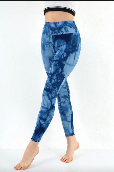 DynamicLeggings Jambiere sport cu talie înaltă cu model Tie-DYE
