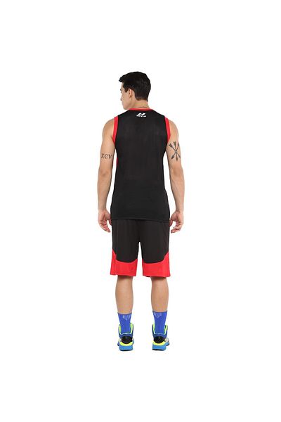 Nivia Phantom Basketball Jersey Set for Men (XS, Black/Red)