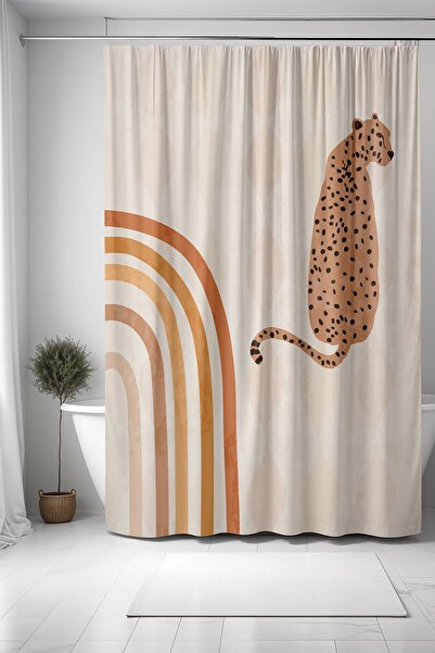 EVPANYA 175x200cm Baie cu model curcubeu, tigru boem și perdea pentru cadă