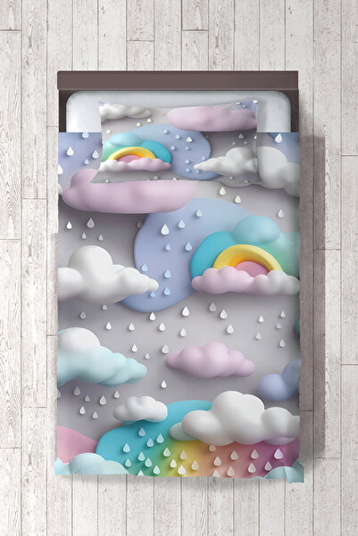 dekomingo ÜÇ BOYUTLU BULUTLAR BEBEK VE ÇOCUK ODASI YATAK ÖRTÜSÜ