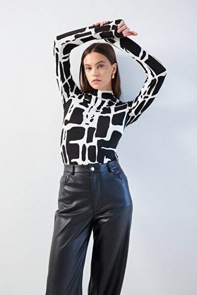 Yefrastore Μαύρο μοτίβο κορμάκι με λεπτομέρεια στα δάχτυλα