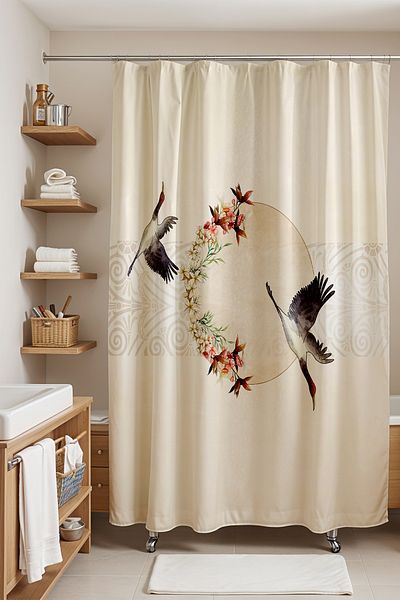 EVPANYA Κουρτίνα μπάνιου, Boho Heron Flying Birds Κουρτίνα μπάνιου με σχέδια, Κουρτίνα μπανιέρας 175x200cm