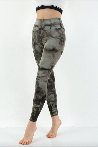 DynamicLeggings Jambiere sport cu talie înaltă cu model Tie-DYE
