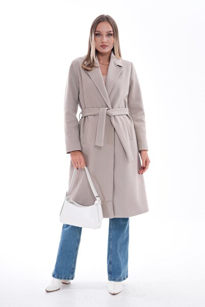 ŞİMAL Kadın Kuşaklı Astarlı Kaşe Kaban 245335 -