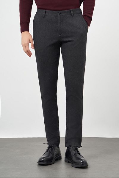 İmza Black Cotton Side Pocket Casual Slim Fit Chino Trousers 1003245162