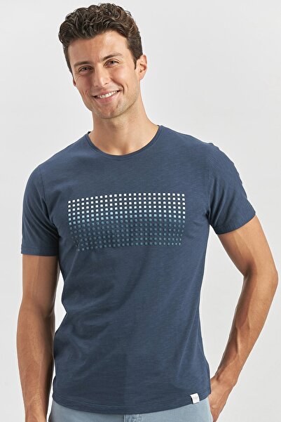 İmza Dark Navy Slim Fit T-Shirt - Crew Neck, Pocket, 100% Cotton1011240182