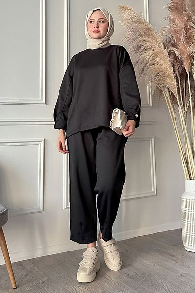 InStyle Black Collared Double Set - Sleeves and Legs