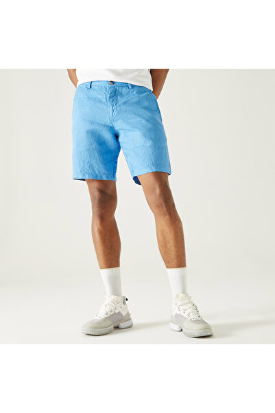Lacoste Erkek Slim Fit Keten Mavi Bermuda