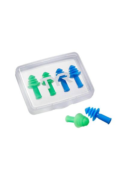 TYR Ergo Flex Ear Plugs-4pk Swimming Equipment, Blue/Green, ALL