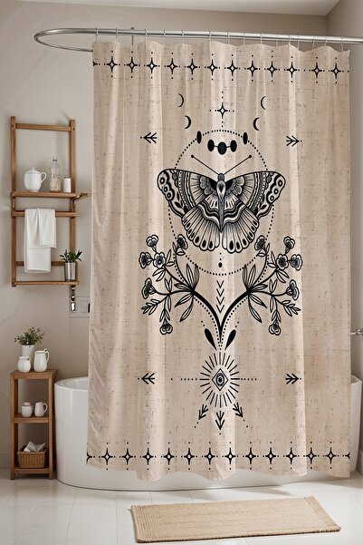 EVPANYA Perdeau de baie, perdea de duș cu model de fluturi Boho Moon Loop, pe...